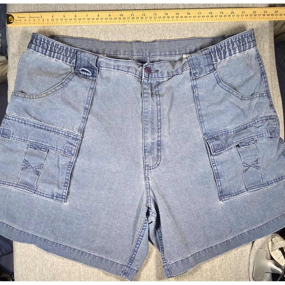 Hook & Tackle Beer Can Island Fishing Shorts Mens 42 Blue Cotton Cargo Utility